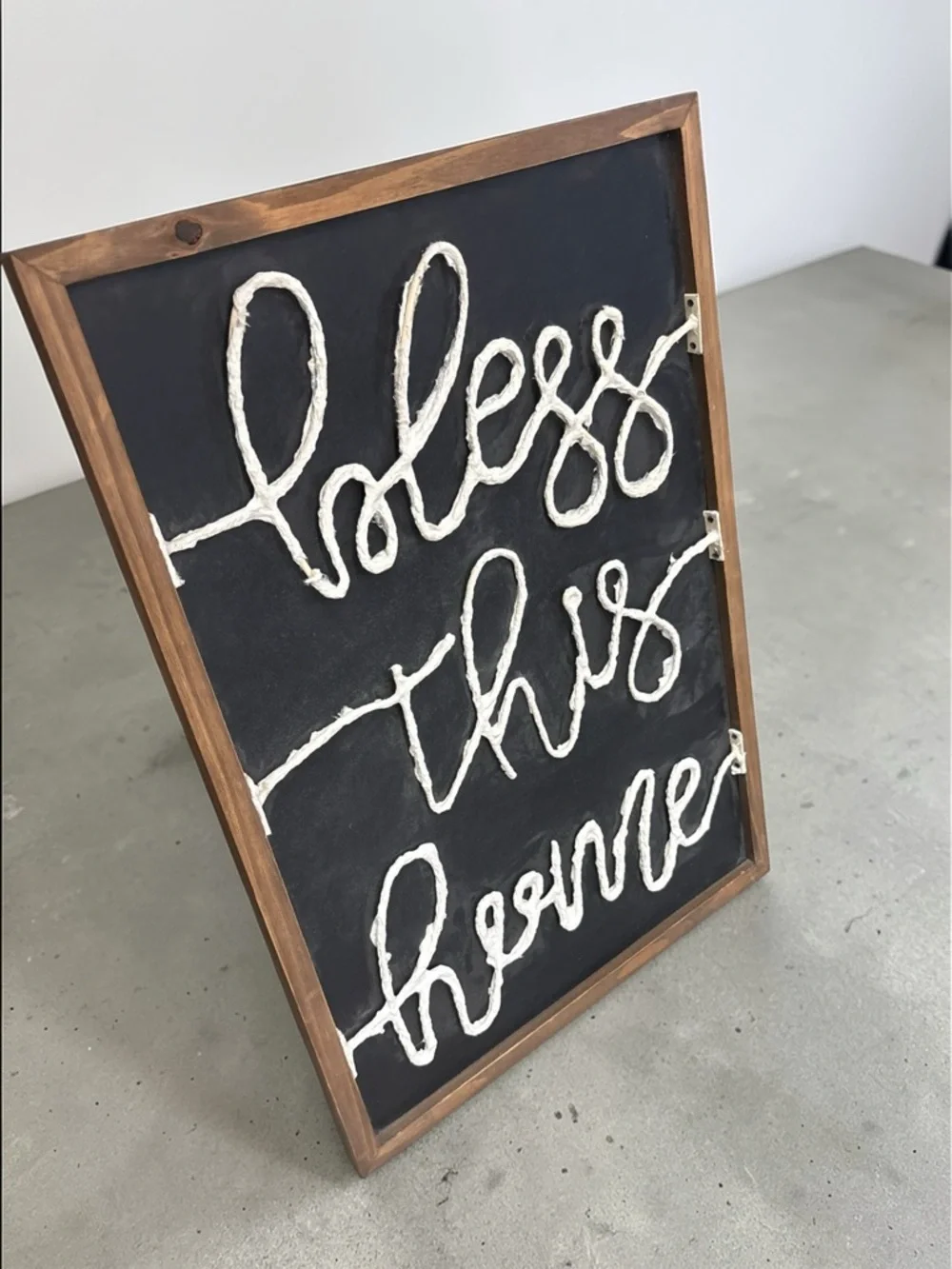Handcrafted 'Bless This Home' Rope Word Wall Art - Black & White